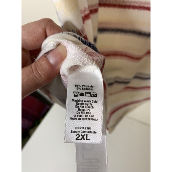 LuLaRoe Womens 2XL Tank Top Navy Blue Red Striped COCOA Round Neck NEW 732-17 - Picture 6 of 7